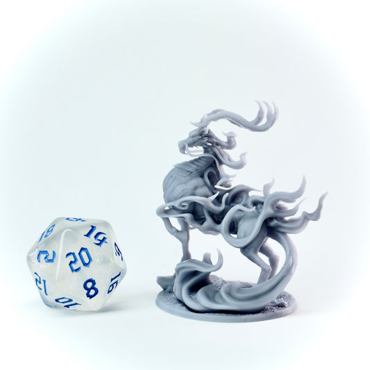 Spirit Dragon miniature, horse-like forest guardian in Eastern dragon style.