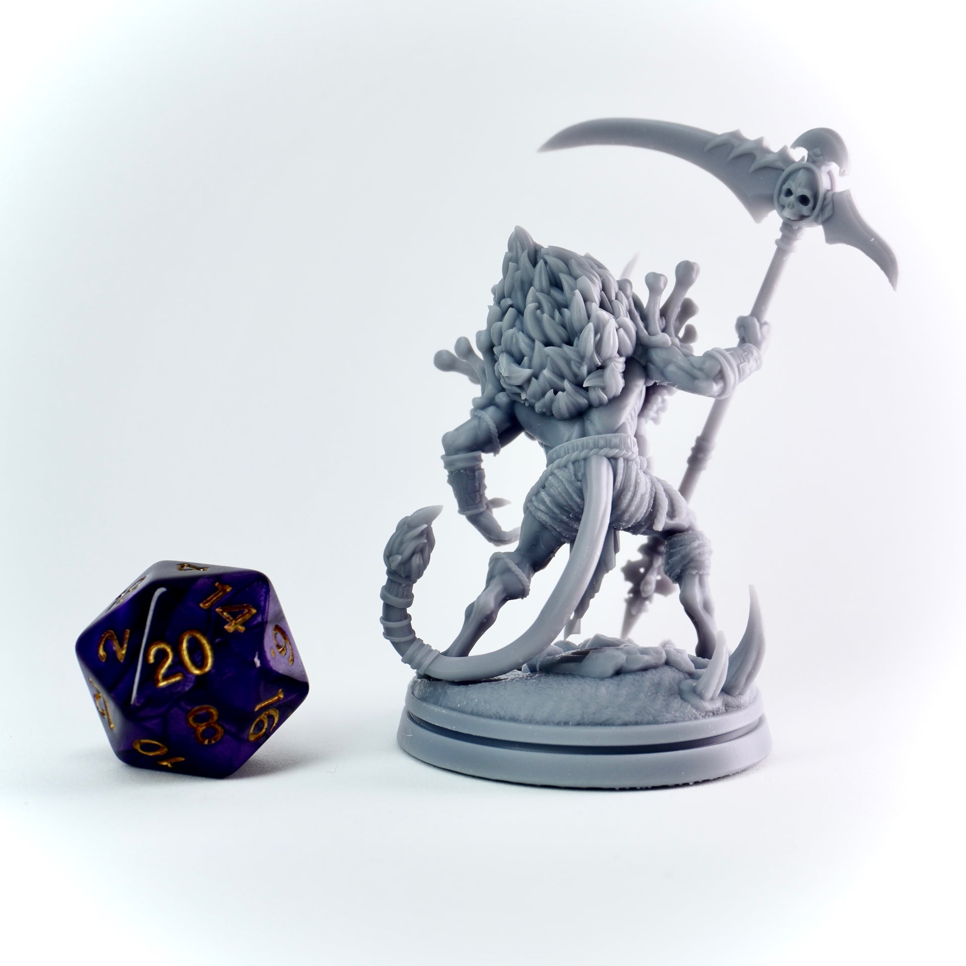 jackal-headed death god with massive scythe and bone armor. Egyptian horror for D&D