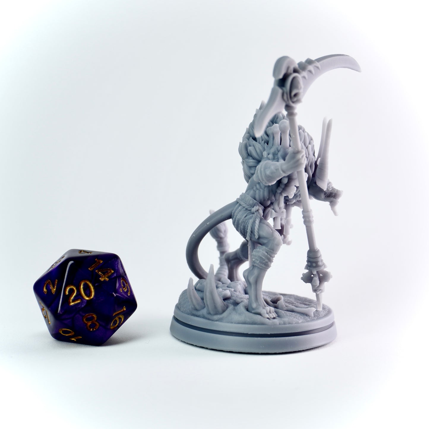 jackal-headed death god with massive scythe and bone armor. Egyptian horror for D&D