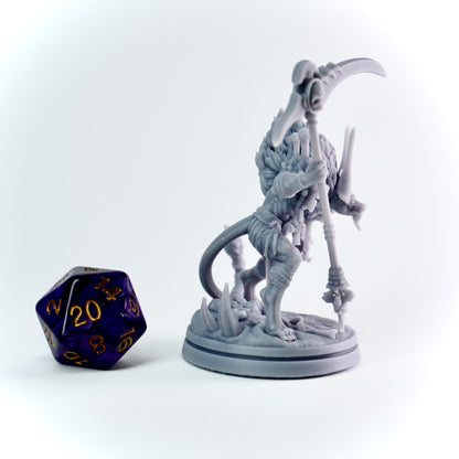 jackal-headed death god with massive scythe and bone armor. Egyptian horror for D&D