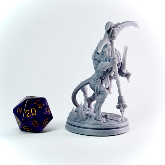 jackal-headed death god with massive scythe and bone armor. Egyptian horror for D&D