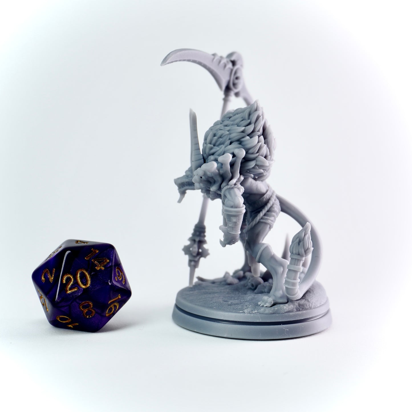 jackal-headed death god with massive scythe and bone armor. Egyptian horror for D&D