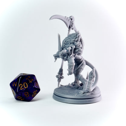 jackal-headed death god with massive scythe and bone armor. Egyptian horror for D&D