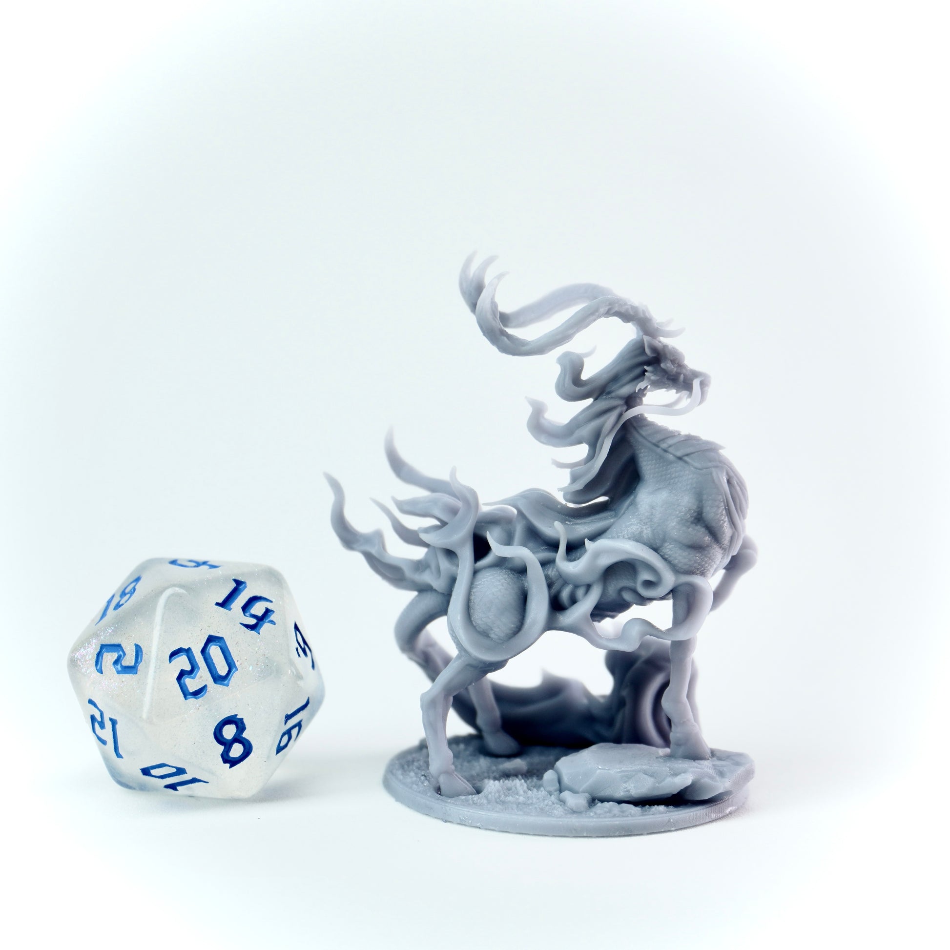 Spirit Dragon miniature, horse-like forest guardian in Eastern dragon style.