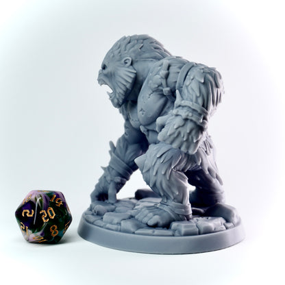 Undead Great Ape miniature, zombie gorilla with bone spikes and skull trophies. Primal horror for D&D.